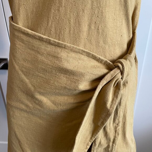 Jackson Rowe Paradise Palm SS 100% Cotton Waist Wrap Dress Dijon Mustard Sz S - Picture 6 of 12